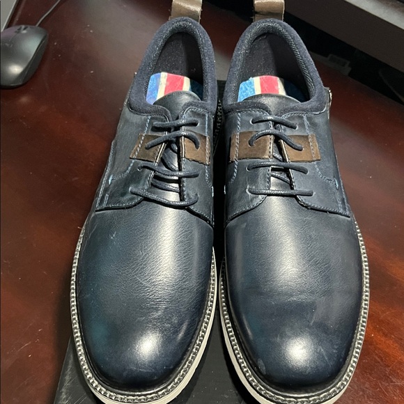 French Connection Dark Blue Leather Oxfords - Picture 1 of 17